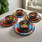 12 - Piece Talavera Dinnerware Set | Handmade Mexican Ceramic Plates & Bowls Talavera Dinnerware Set La Vie Bien 12 - Piece Talavera Dinnerware Set | Handmade Mexican Ceramic Plates & Bowls