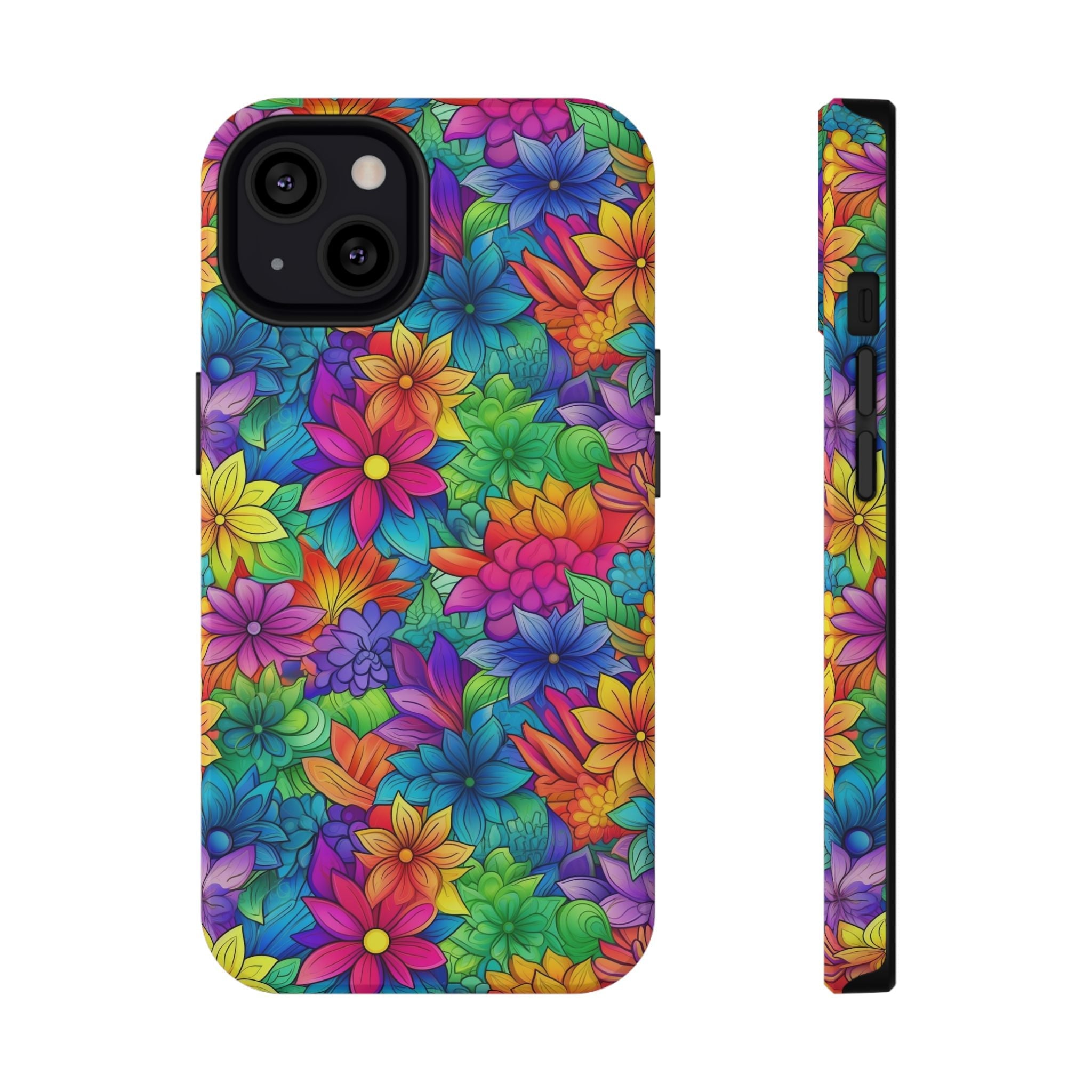 Bespattered Facade Bright Rainbow Flowers Impact-Resistant Case