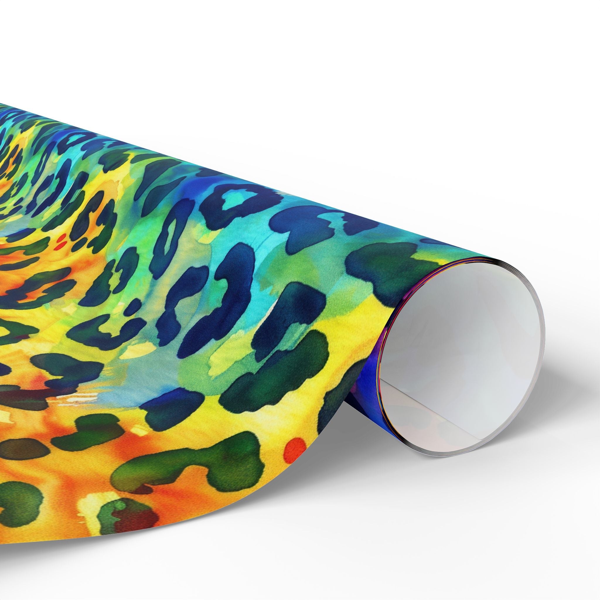 Bespattered Facade Rainbow Watercolor Leopard Wrapping Paper | Three Sizes | Glossy or Matte