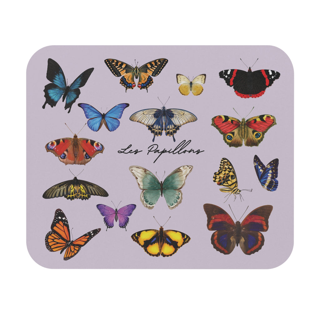Dusty lavender French Papillons Butterfly Mouse Pad – Vintage Botanical Desk Mat