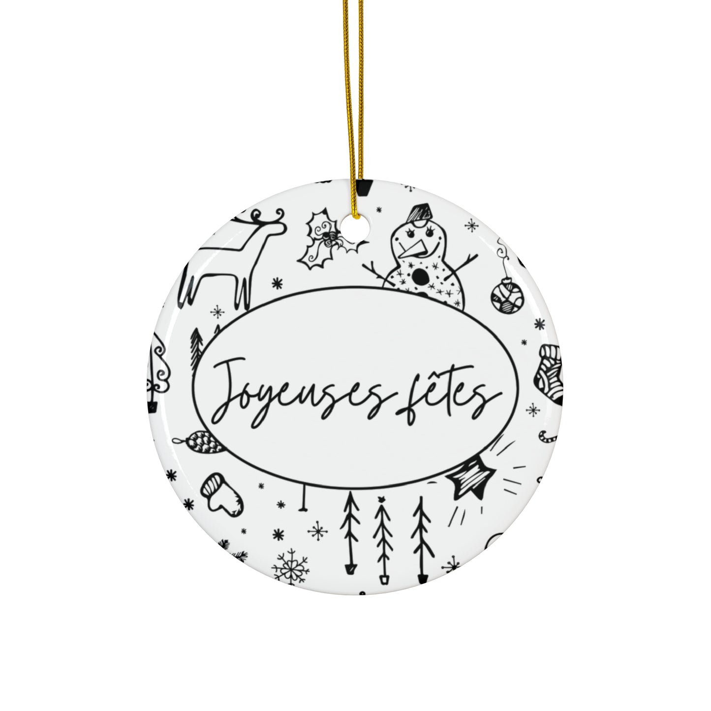 Joyeuse fêtes Ceramic Ornament (Happy Holidays) - French