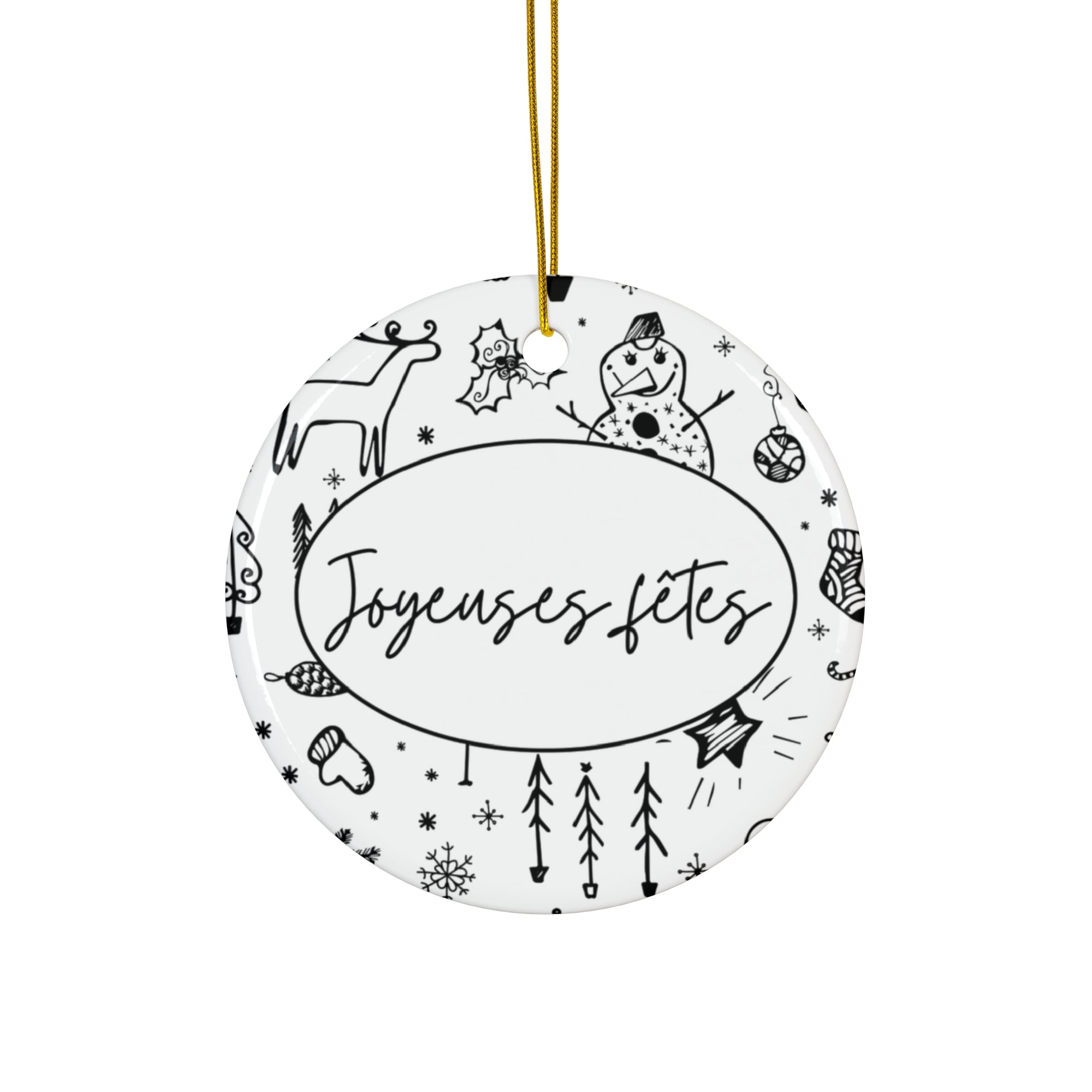 Joyeuse fêtes Ceramic Ornament (Happy Holidays) - French