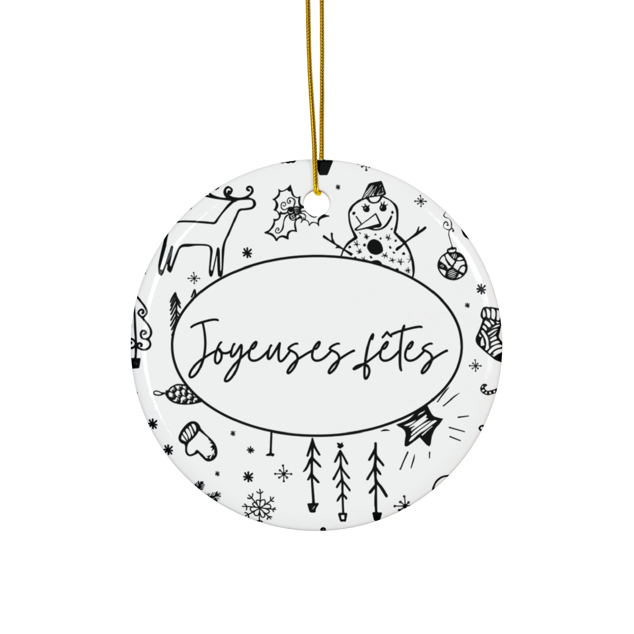 Joyeuse fêtes Ceramic Ornament (Happy Holidays) - French