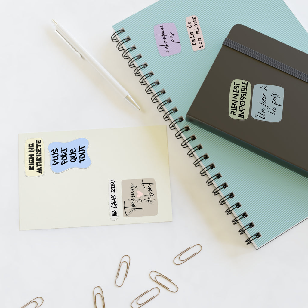 French Motivational Phrase Sticker Sheets | Pastel Quote Stickers