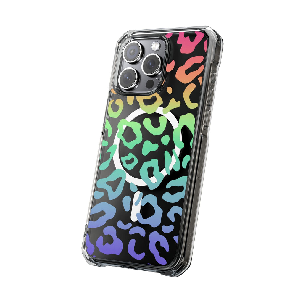 Bespattered Facade Bright Rainbow Leopard MagSafe Clear Impact Case