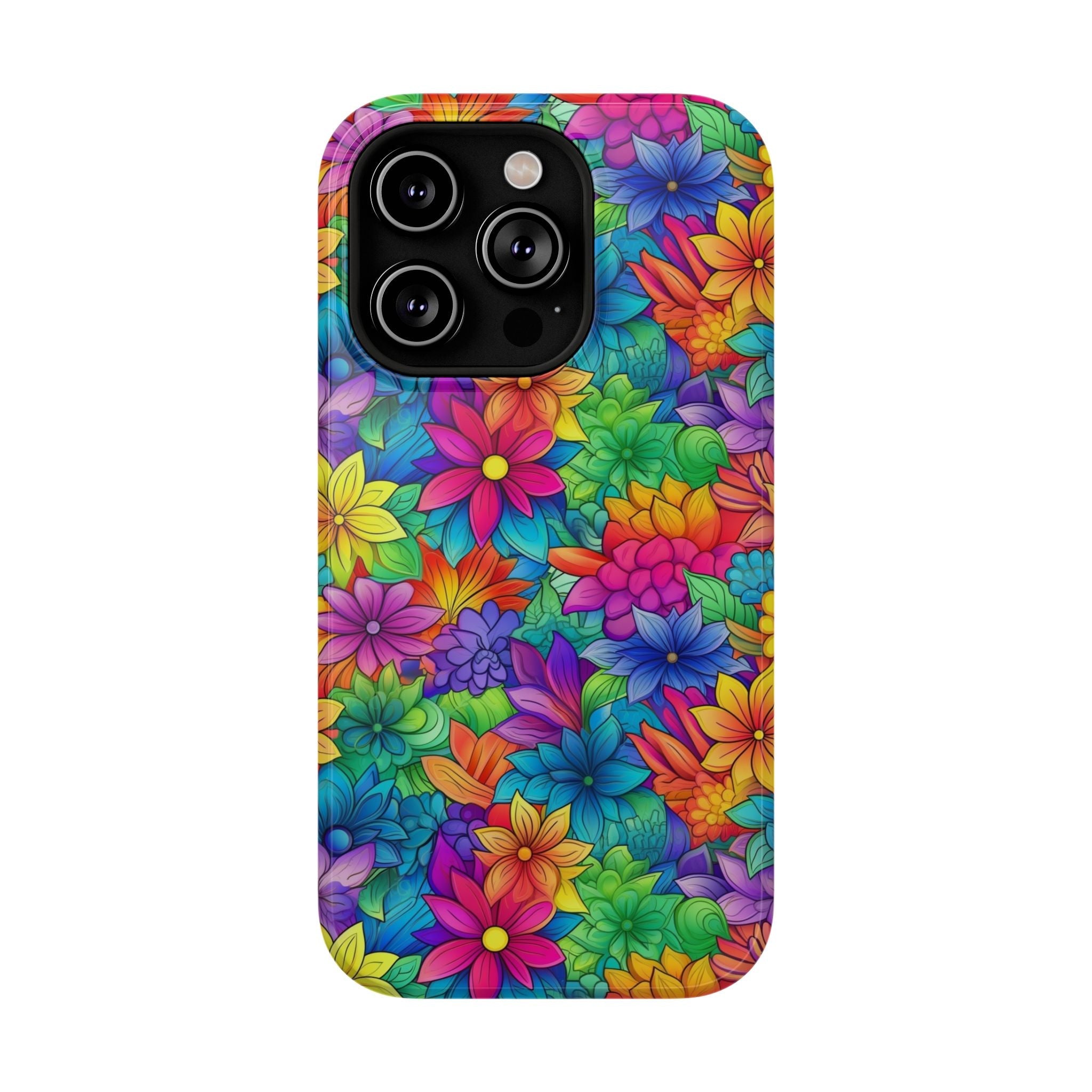 Bespattered Facade Bright Rainbow Flowers Impact-Resistant Case