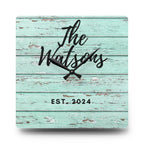 Custom rustic Acrylic Wall Clock, Personalized family name by Printify