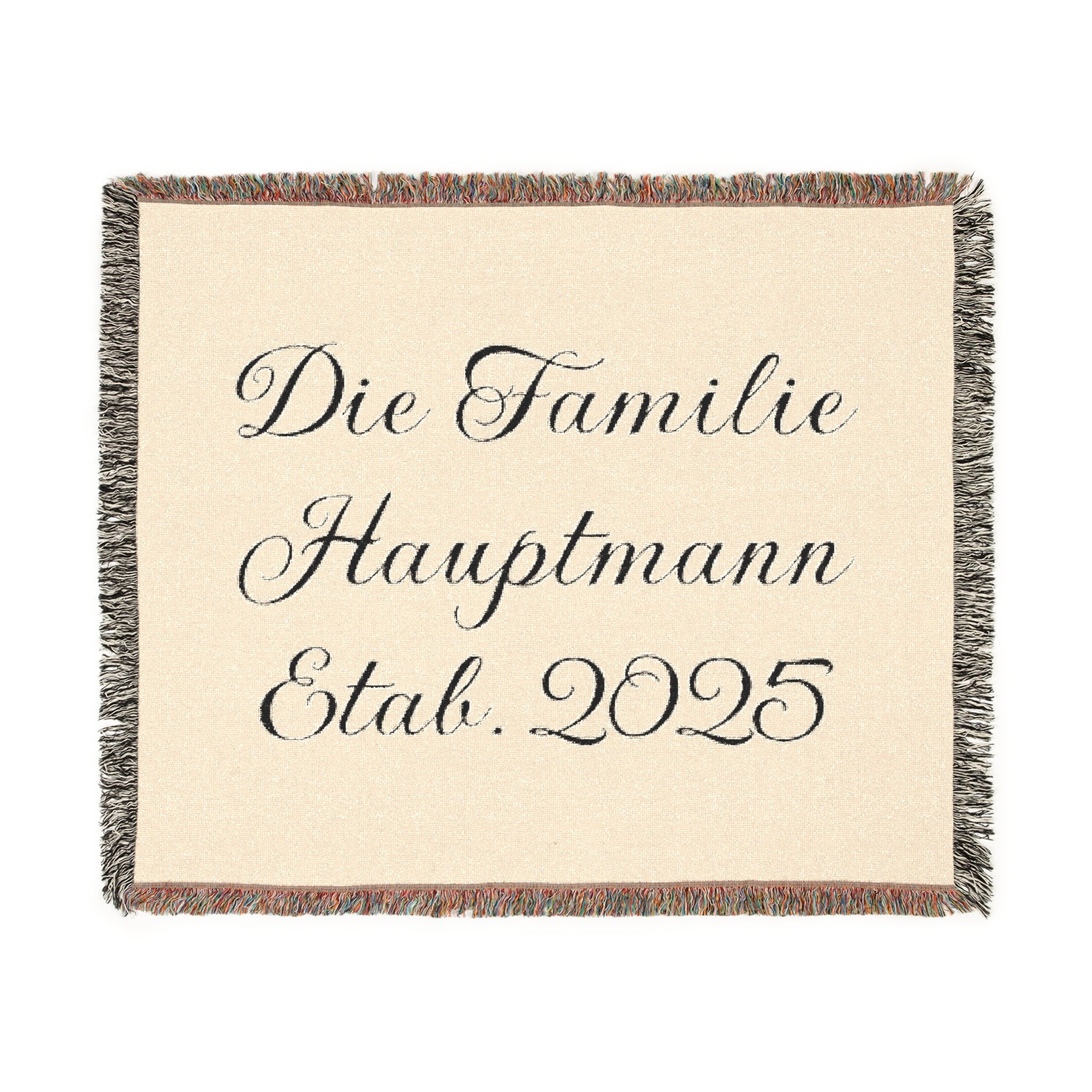 Personalisierte gewebte Familiendecke mit Namen und Jahr