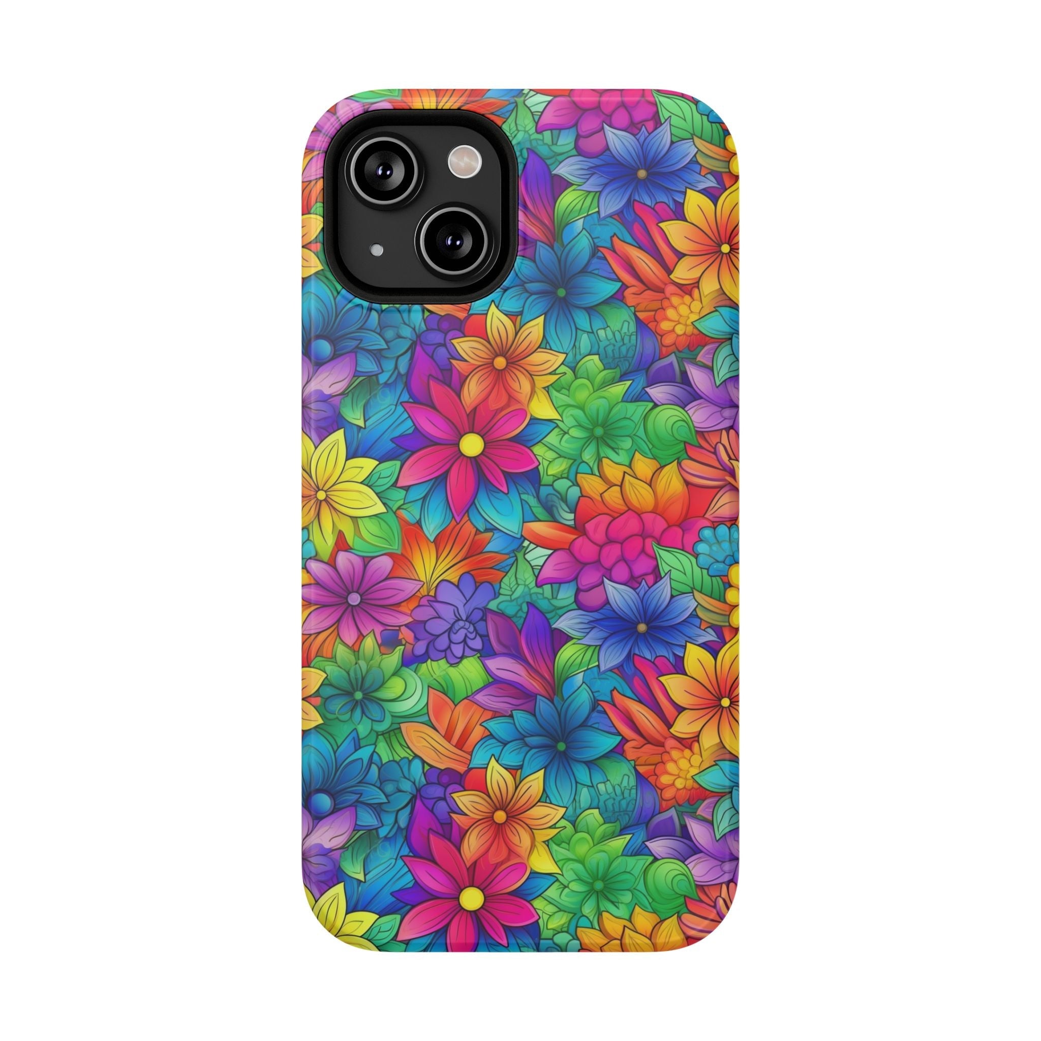 Bespattered Facade Bright Rainbow Flowers Impact-Resistant Case