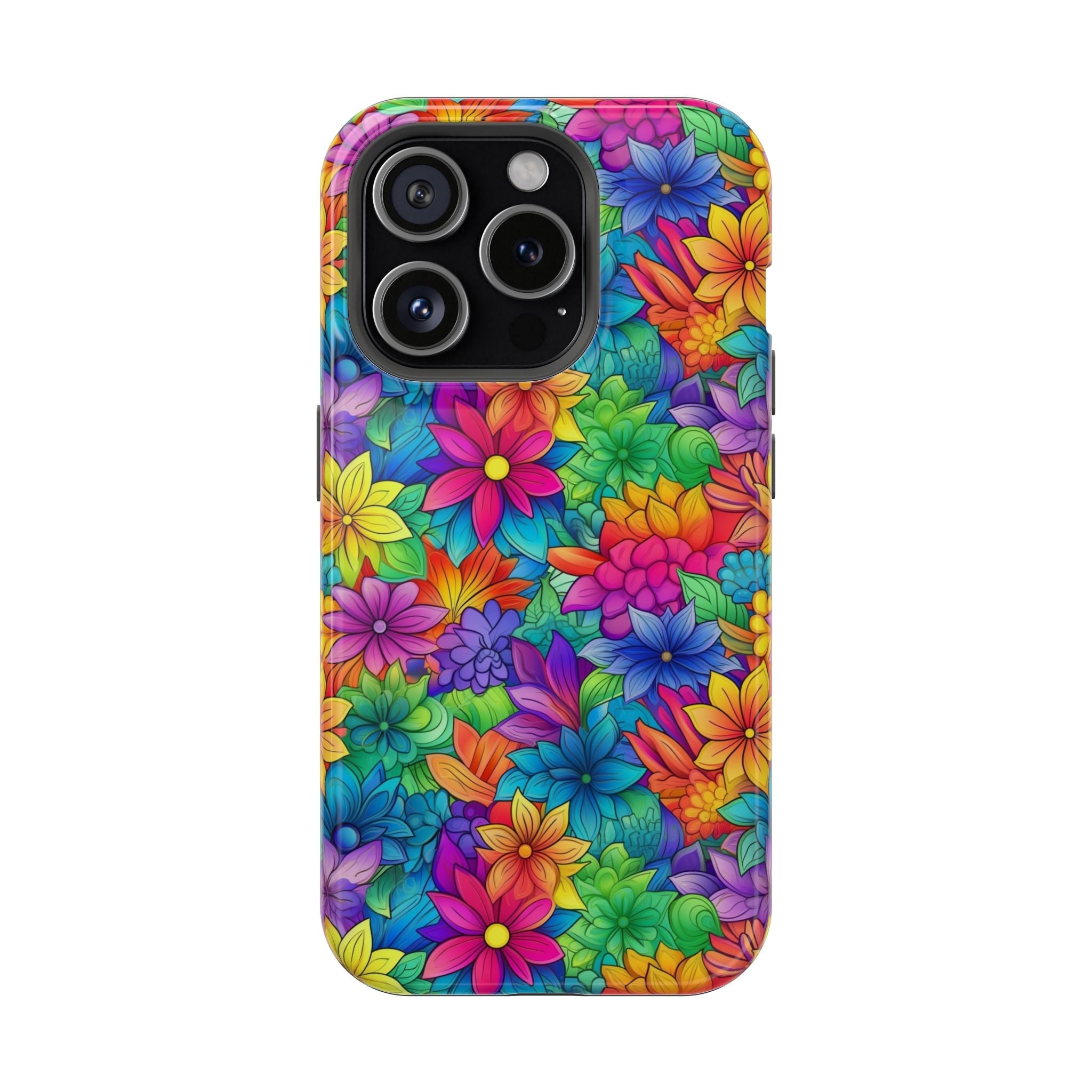Bespattered Facade Bright Rainbow Flowers Impact-Resistant Case