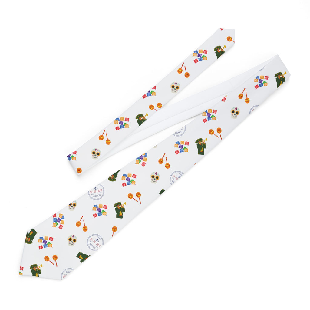 Mexican fiesta Necktie, Mariachi Sugar Skulls Papel Picado and Stamp Design