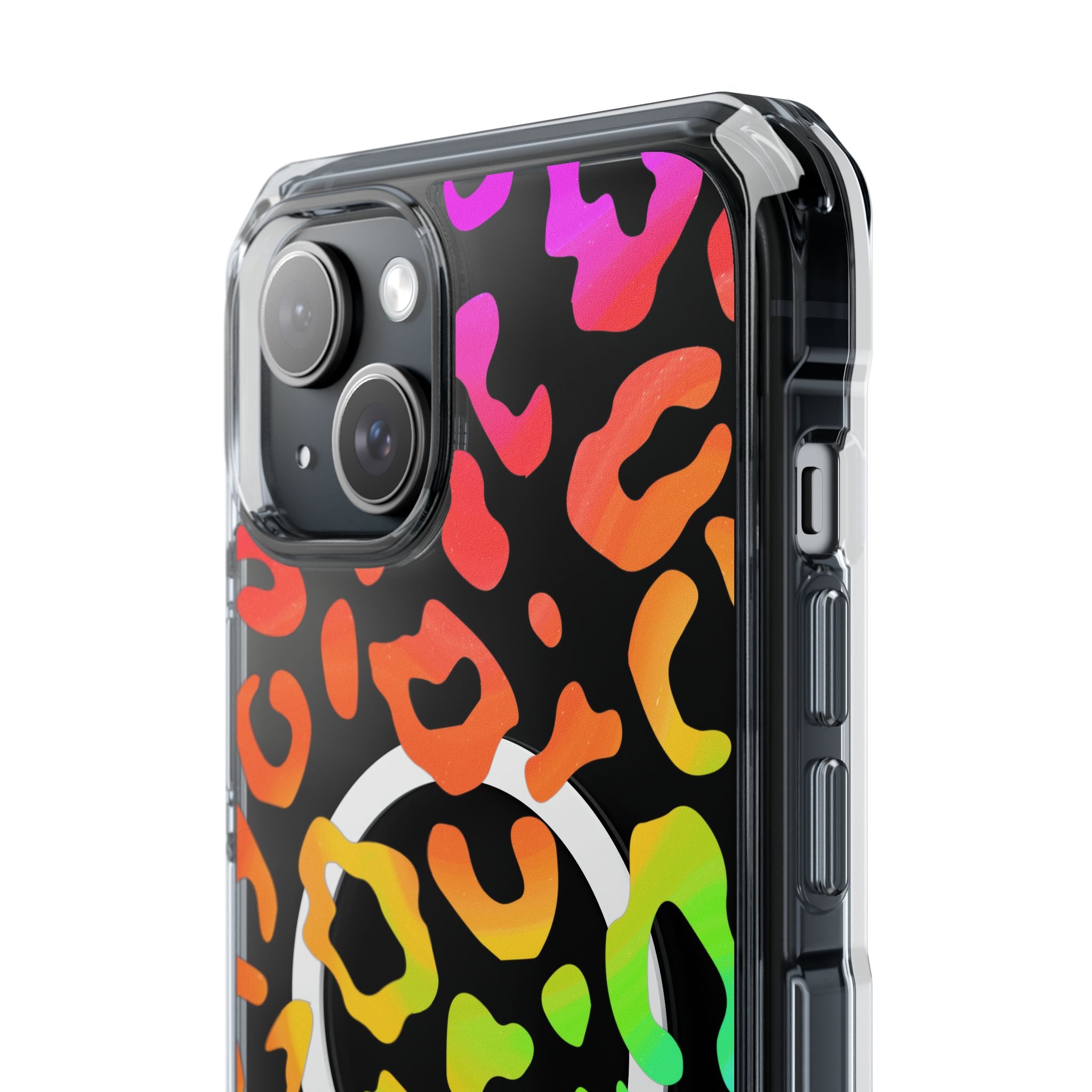 Bespattered Facade Watercolor Rainbow Leopard MagSafe Clear Impact Case