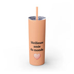 Meilleure amie du monde Skinny Tumbler with Straw, 20oz by Printify