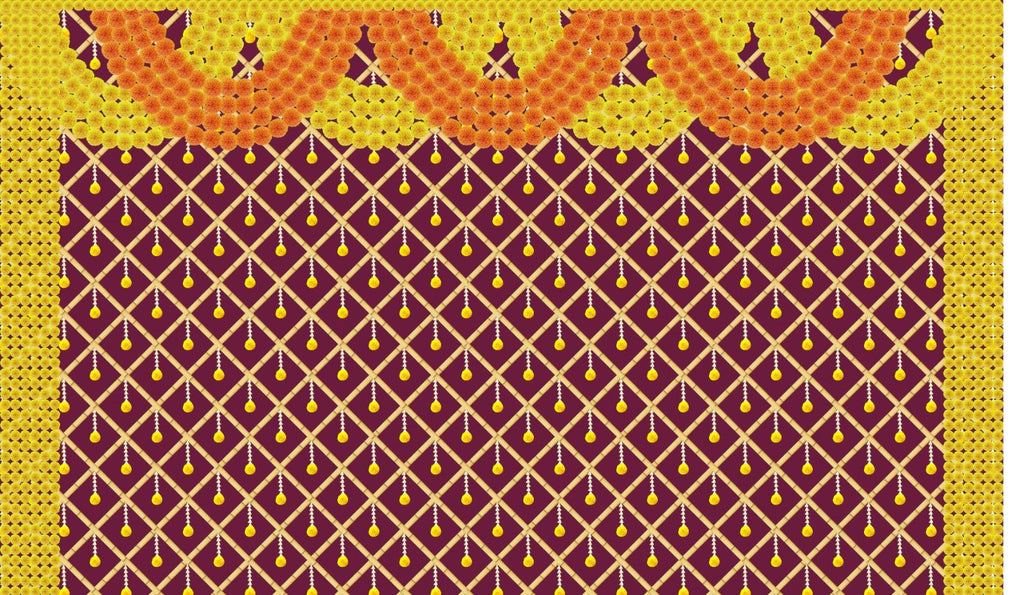 Traditional Indian Backdrop Banner for Diwali, Wedding, Seemantham Ceremony, Housewarming - 5 x 8 Feet Fabric Backdrop (1265)