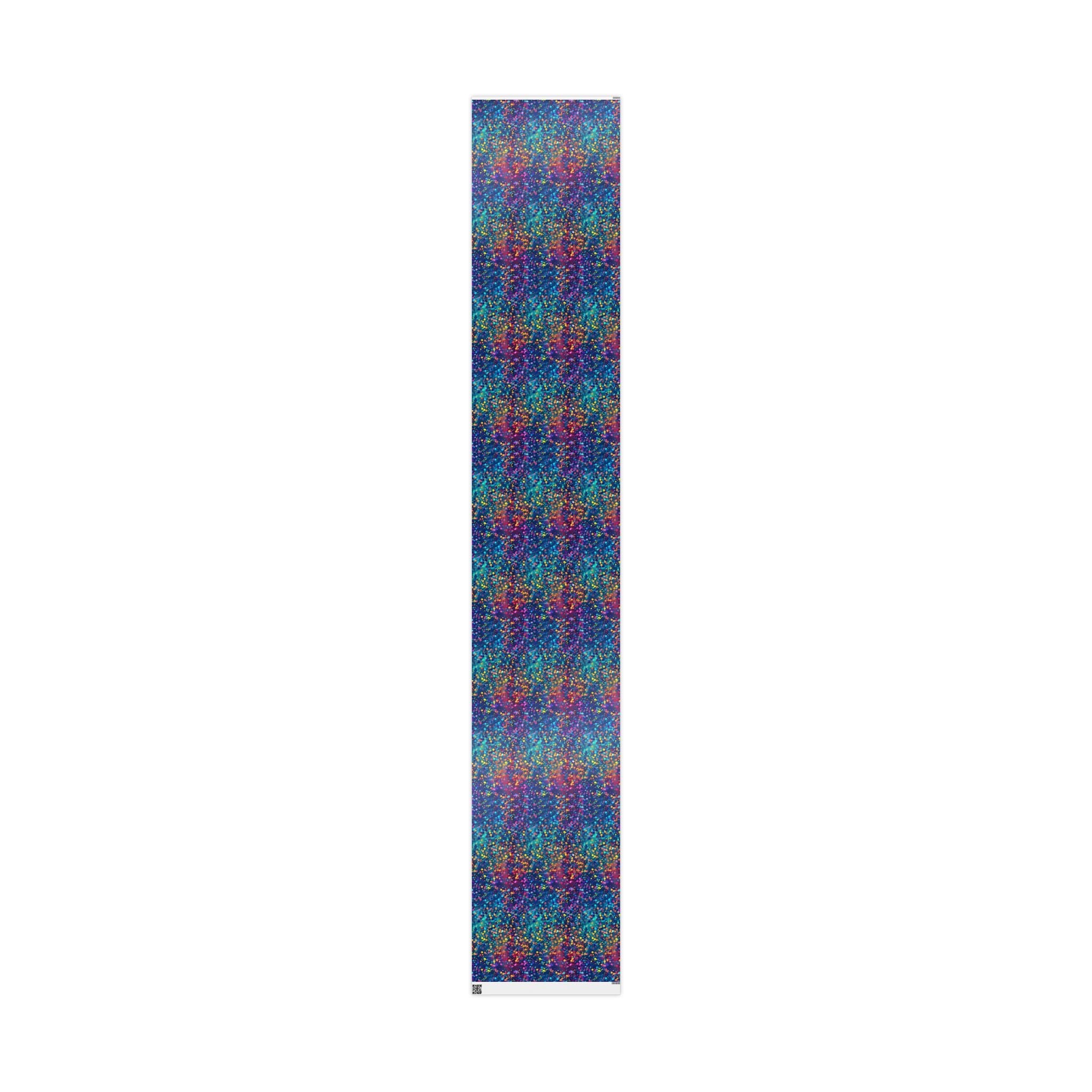 Bespattered Facade Party Time Rainbow Confetti Dots Wrapping Paper | Three Sizes | Glossy or Matte