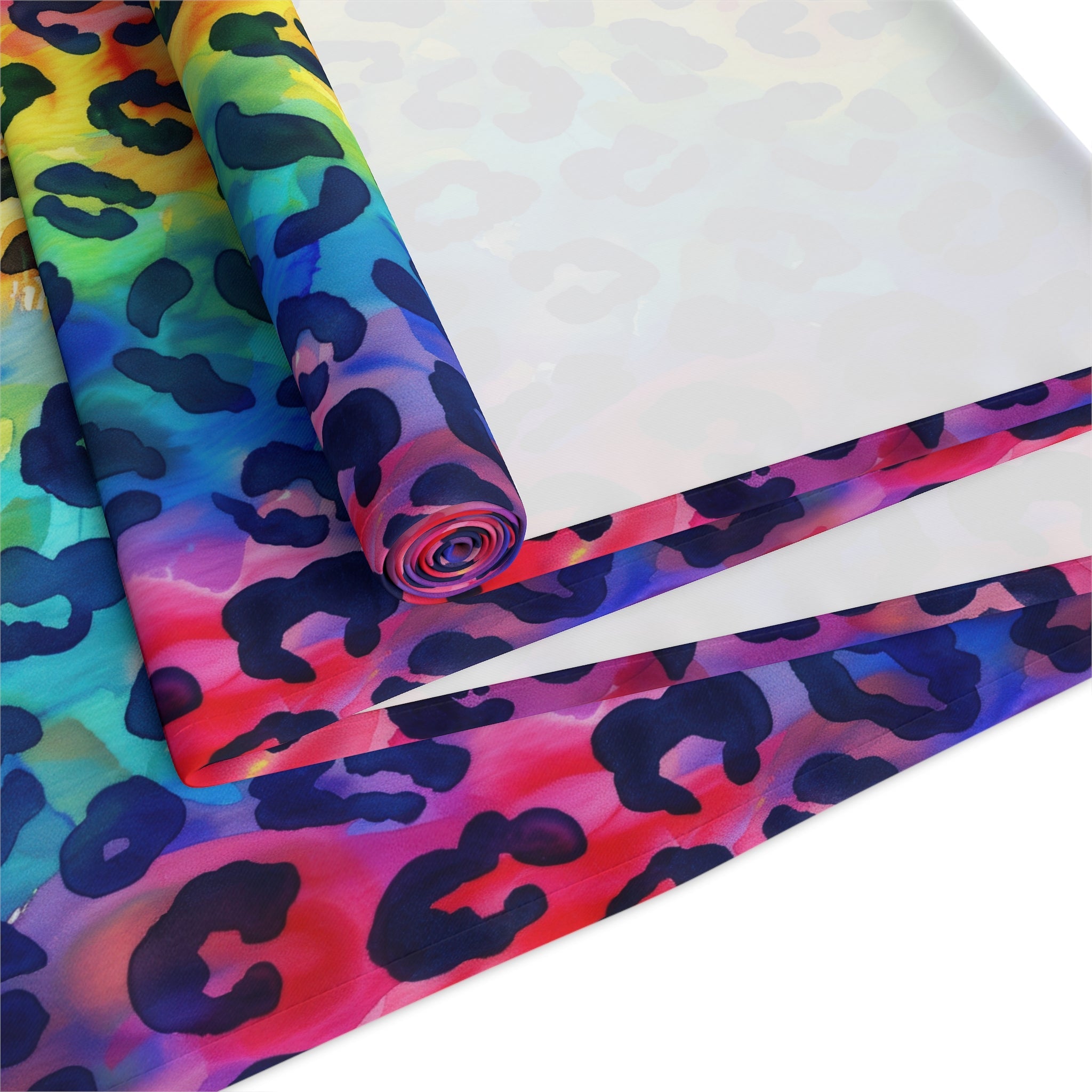 Bespattered Facade Rainbow Watercolor Leopard Table Runner (2 sizes)