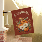 Bienvenidos Fall Yard Flag with Floral Pumpkin Design by Printify