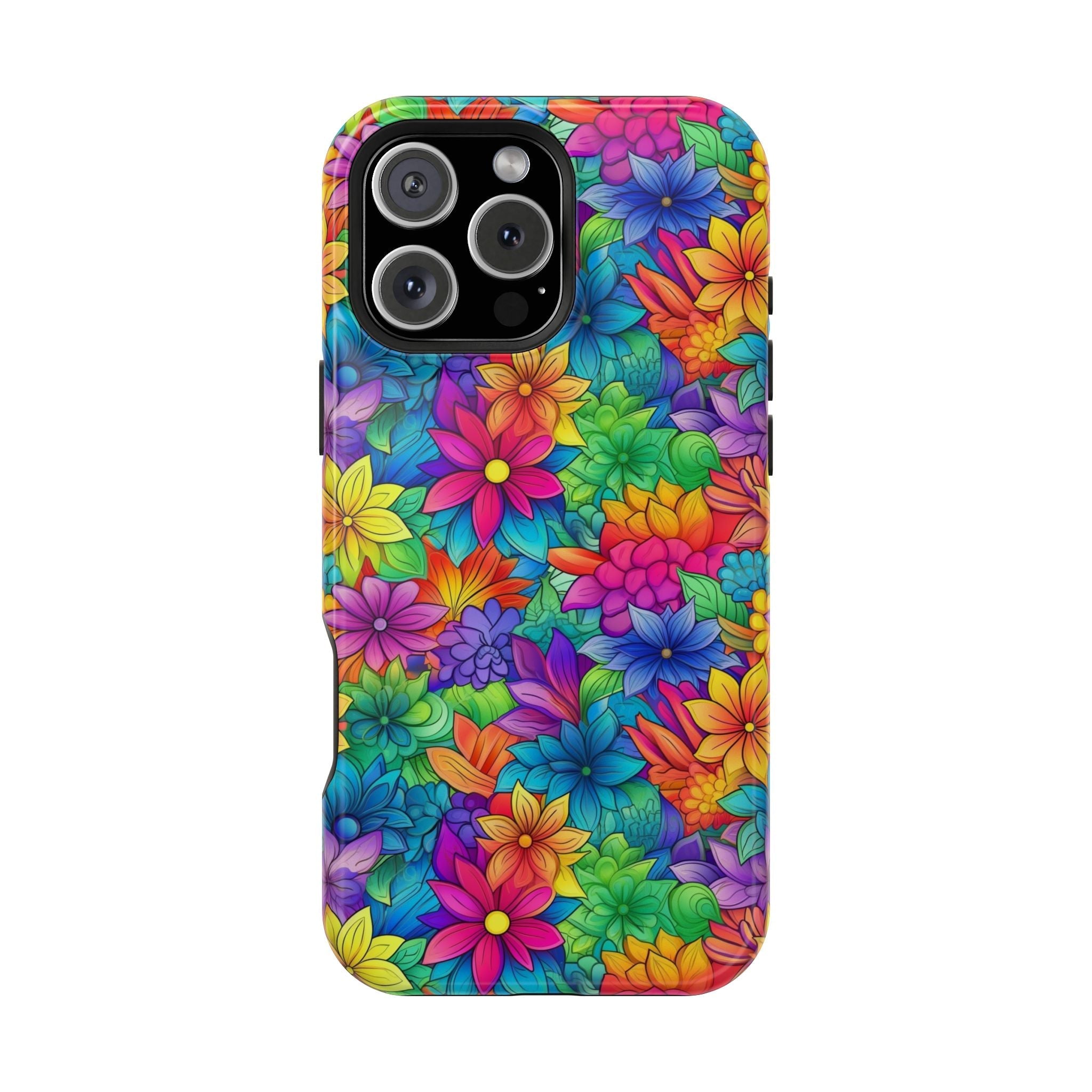 Bespattered Facade Bright Rainbow Flowers Impact-Resistant Case