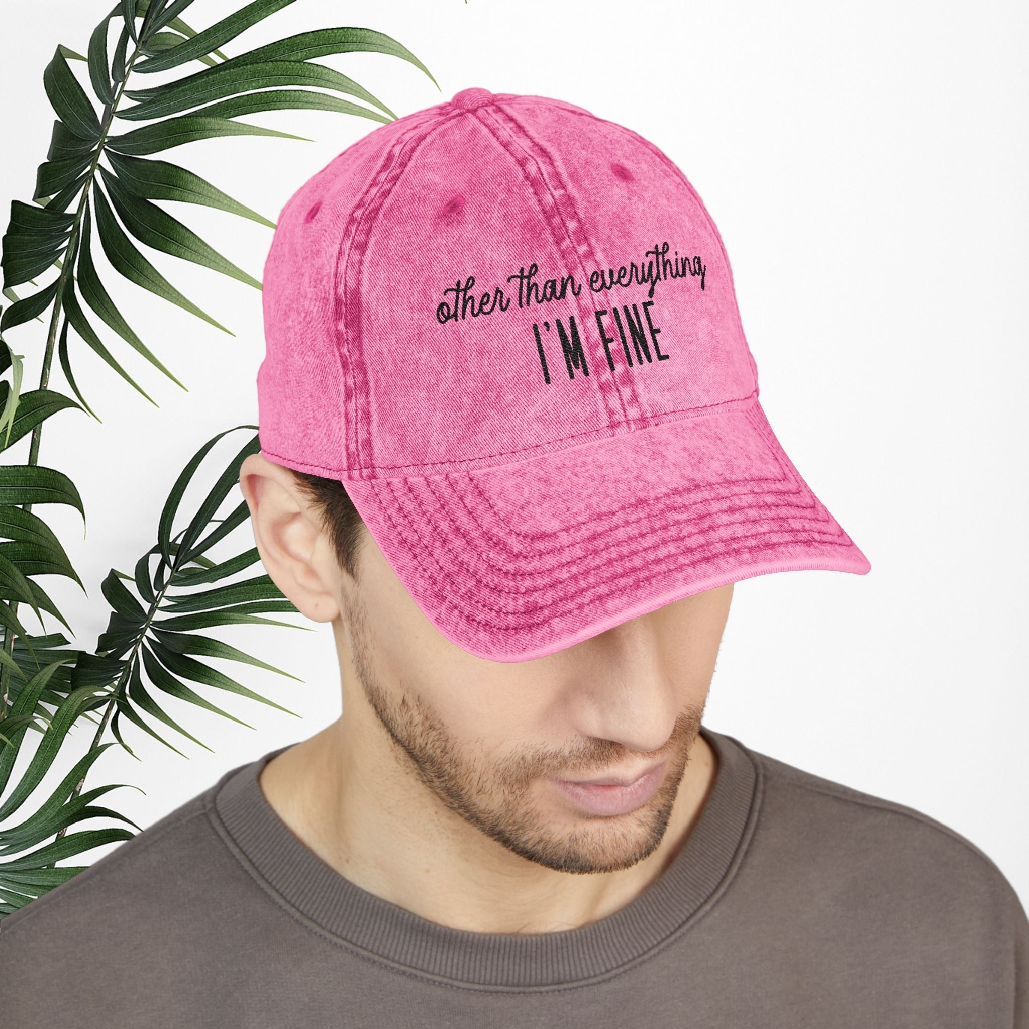 Bespattered Facade "I'm Fine" Black Embroidered Vintage Cap