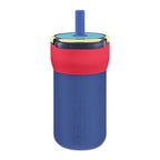 Customized engraved French Kids' name and adjectives Leakproof Straw Tumbler – Personalized Engraved 12oz Spill‑Proof Cup with pixelated font