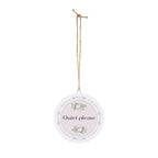 Quiet, please hanging wooden wall sign by Printify