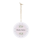 Ruhe bitte German hanging wooden wall sign by Printify