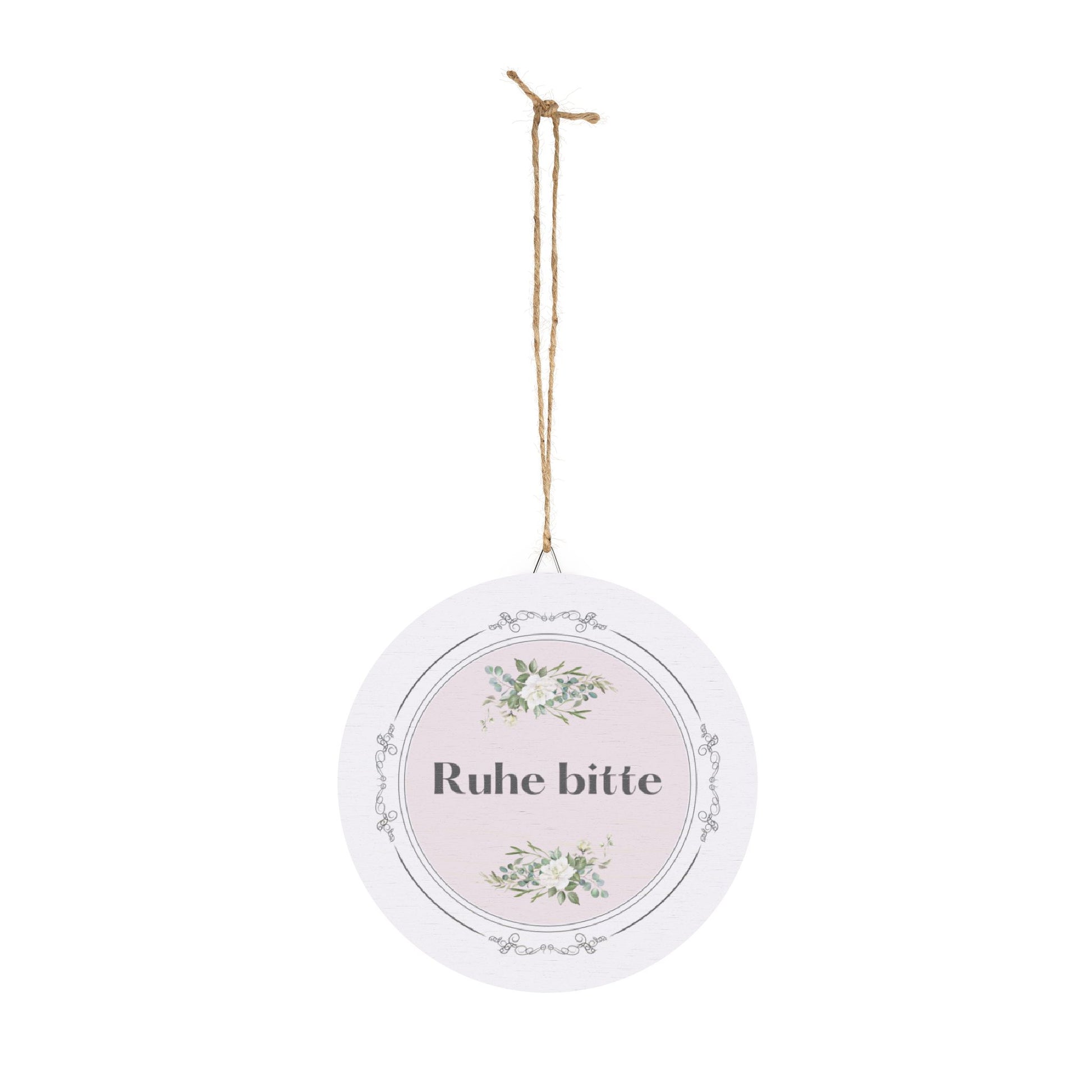 Ruhe bitte German hanging wooden wall sign