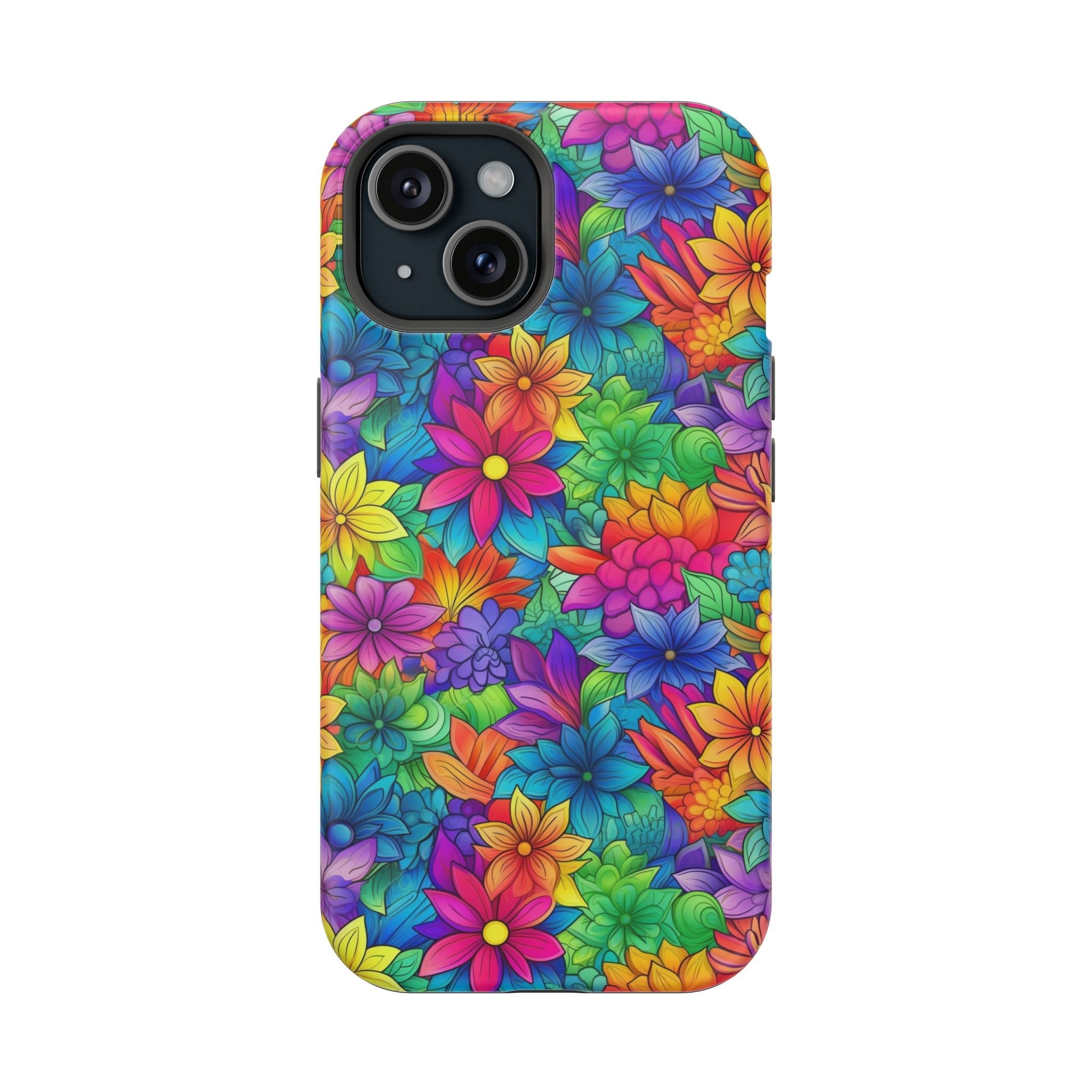 Bespattered Facade Bright Rainbow Flowers Impact-Resistant Case