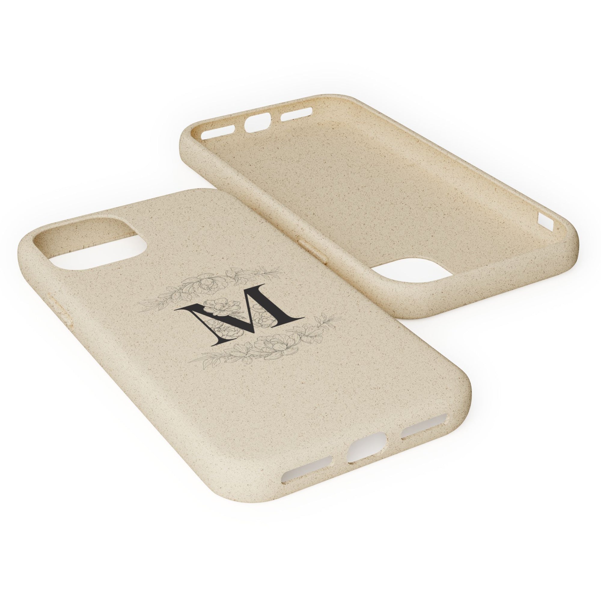Eco-friendly initial and floral border monogrammed Phone case - La Vie Bien - biodegradable - Biodegradable phone case