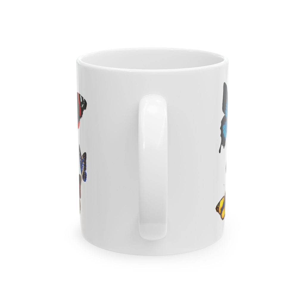 Mariposas Butterfly Ceramic Mug, Vintage style spanish 11oz & 15oz Coffee Cup