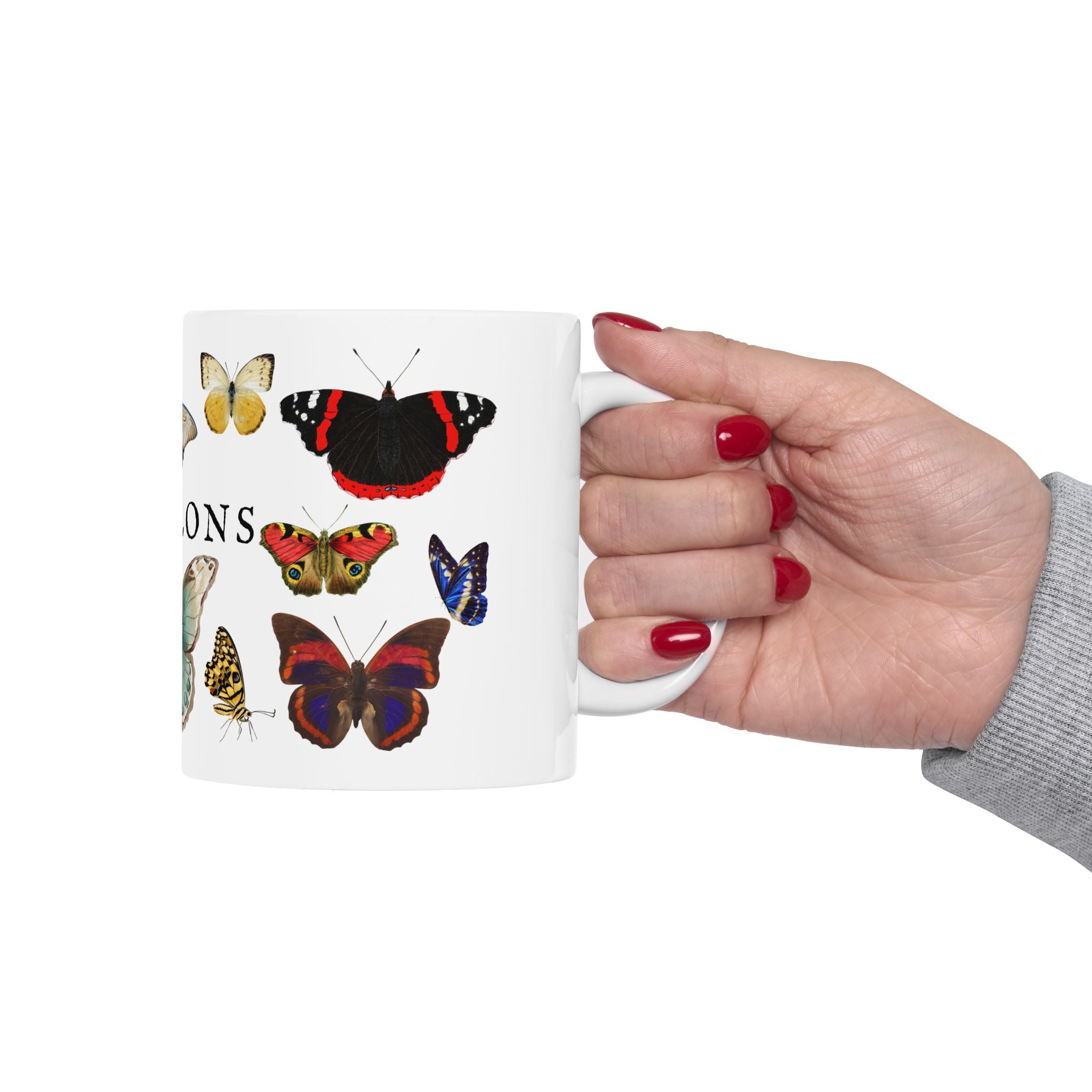 Papillons Butterfly Ceramic Mug — Vintage French-Inspired 11oz & 15oz Coffee Cup