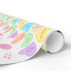 Sassy French Conversation candy Heart Wrapping Paper, Pastel Valentine Gift Wrap by Printify