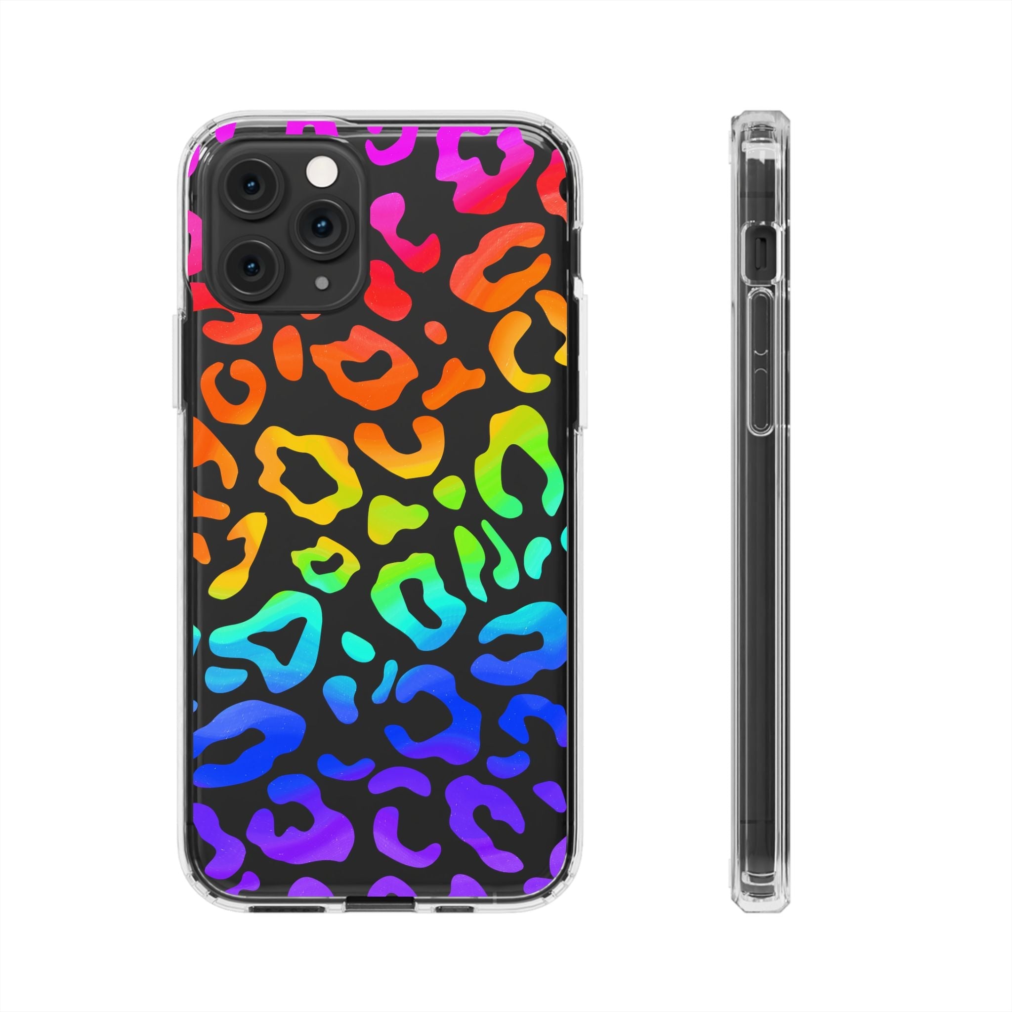 Bespattered Facade Watercolor Rainbow Leopard Clear Case