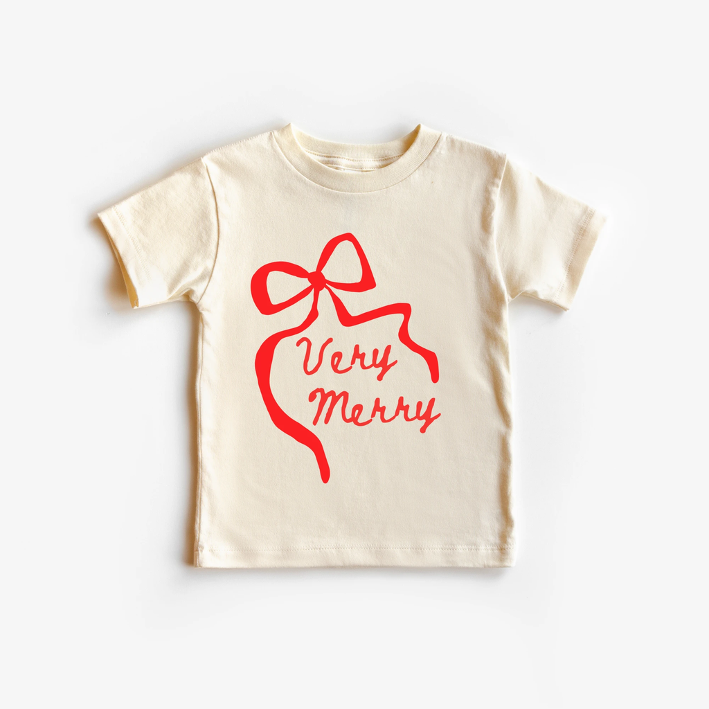 Very Merry toddler and youth bow tee shirt, Christmas collection by Benny and Ray Apparel