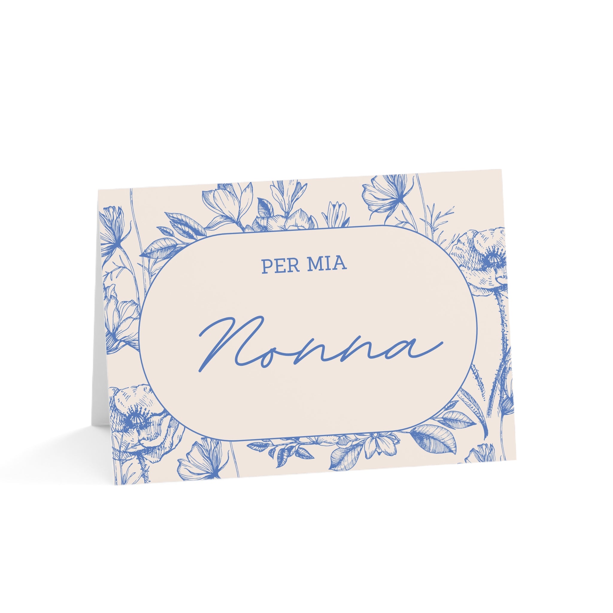 Per Mia Nonna Italian Grandmother Floral Greeting Card, blank inside with envelope