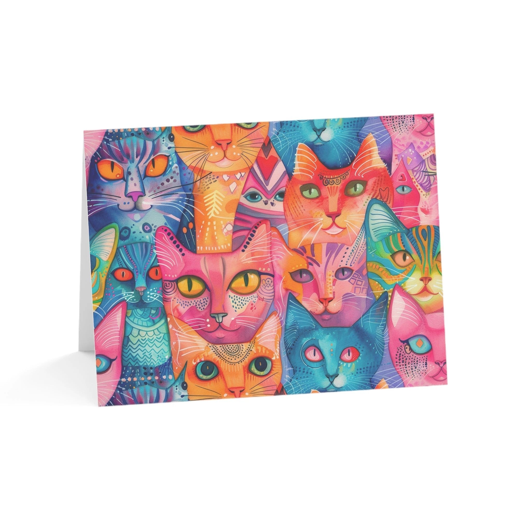 Bespattered Facade Rainbow Cat Party Greeting Cards | Sets of 1, 10, 30, or 50 by Bespattered Facade