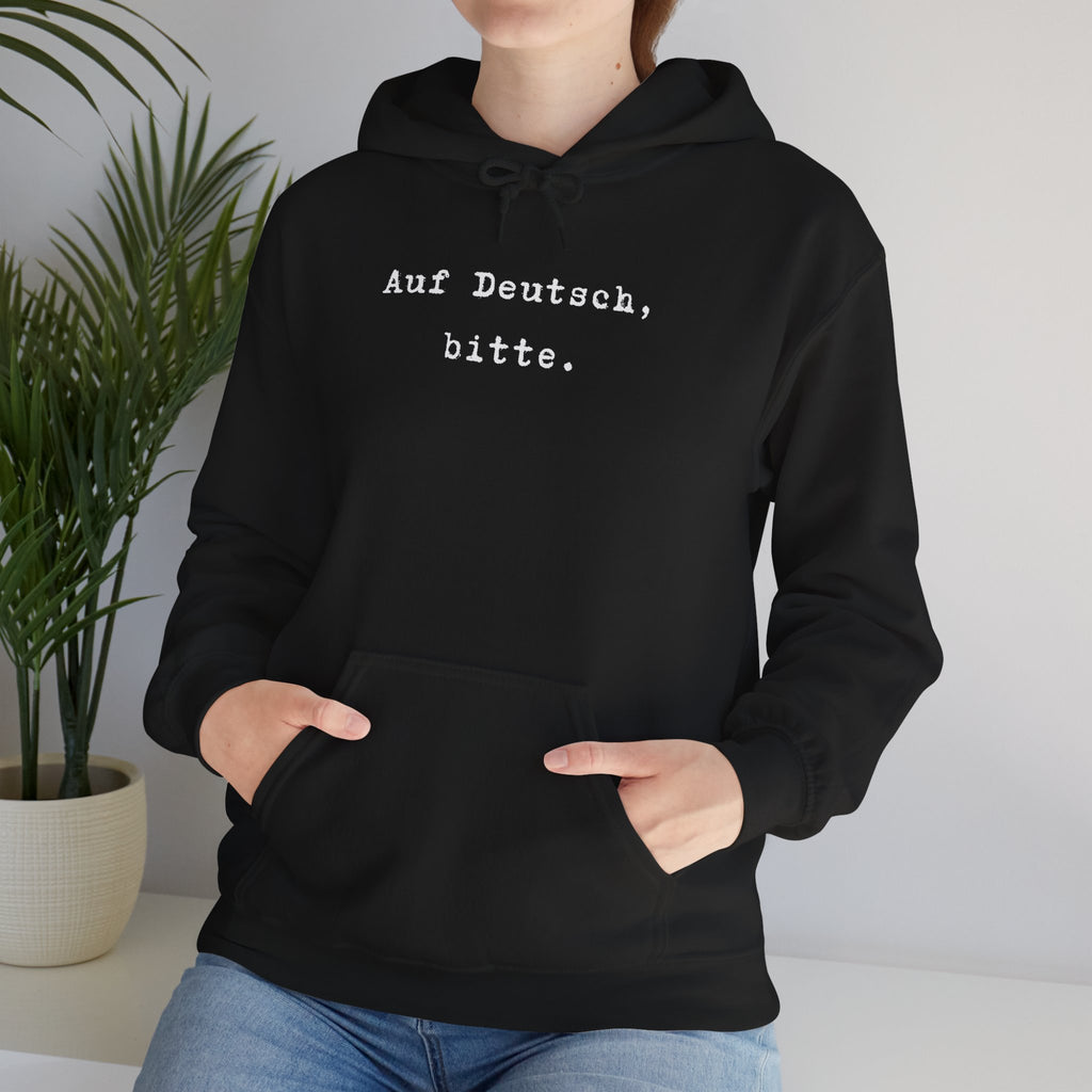Auf Deutsch bitte Hoodie, Minimal Text Design, German Phrase Pullover