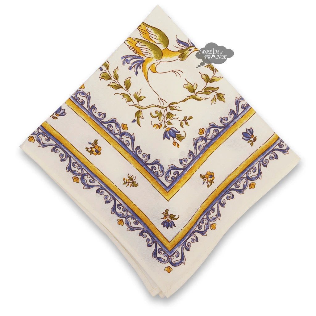 Moustiers Blue & Cream French Cotton Napkin by Tissus Toselli by I Dream of France