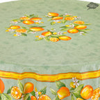 French Provencal tablecloth - Cotton, natural or acrylic-coated - 70" round - Lemon green | Tissus Toselli
