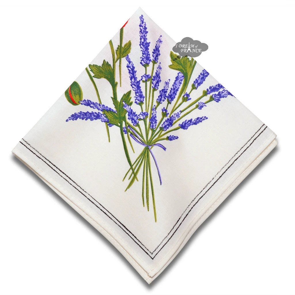 Poppies Cream Provence Cotton Napkin by Tissus Toselli by I Dream of France