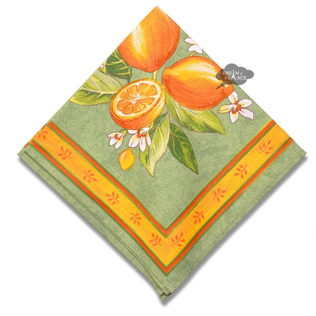 Lemons Green Provence Cotton Napkin by Tissus Toselli by I Dream of France