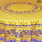 French Provencal tablecloth - Acrylic coated cotton, Spill-proof - 70" Round - Lisa yellow | Le Cluny