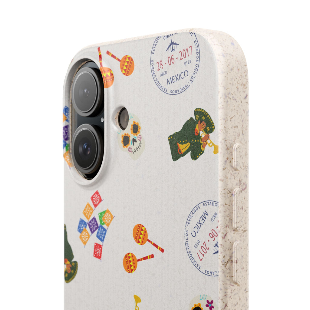Mexican fiesta Biodegradable Phone Case — Colorful Fiesta Icons Eco iPhone Cover