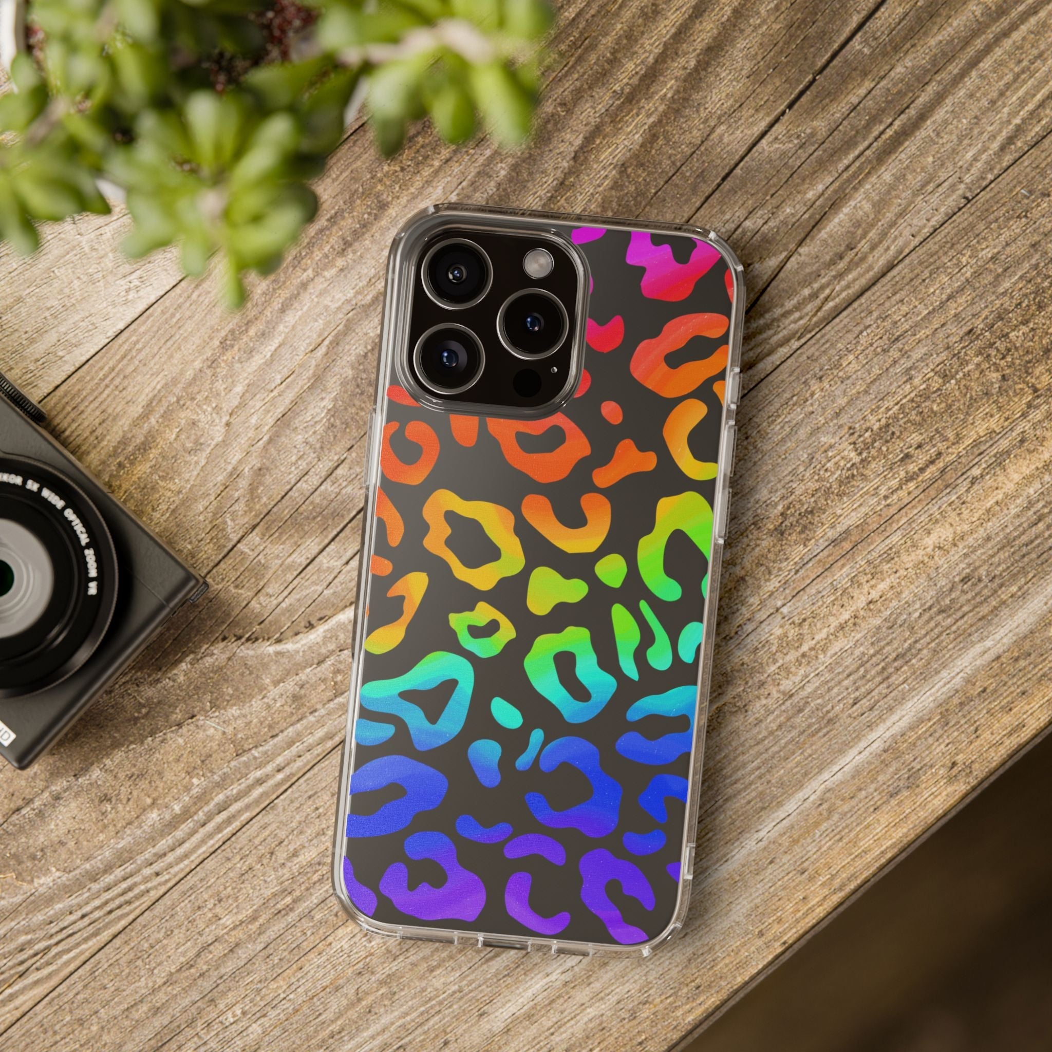 Bespattered Facade Watercolor Rainbow Leopard Clear Case