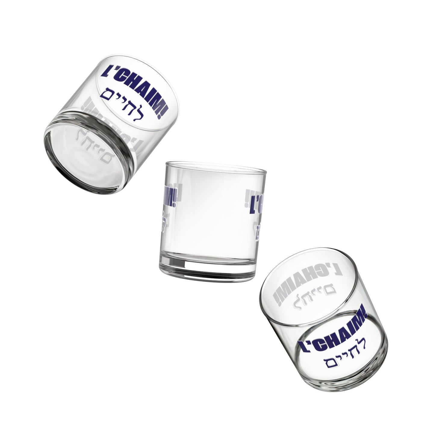 L'chaim! To Life! Hebrew writing Rocks Glass, 10oz