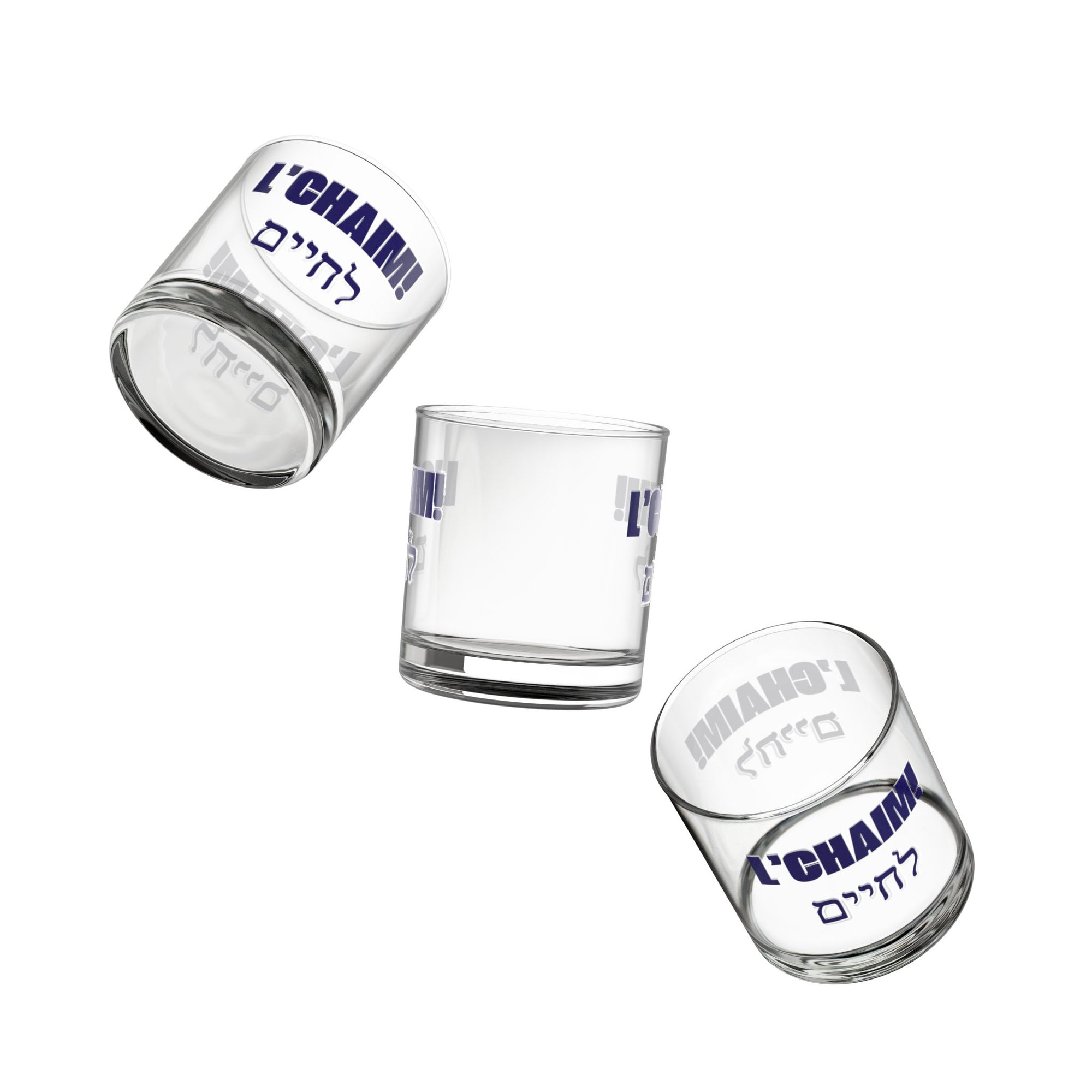 L'chaim! To Life! Hebrew writing Rocks Glass, 10oz