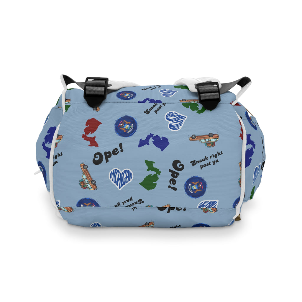 Light blue Michigander Multifunctional Diaper Backpack