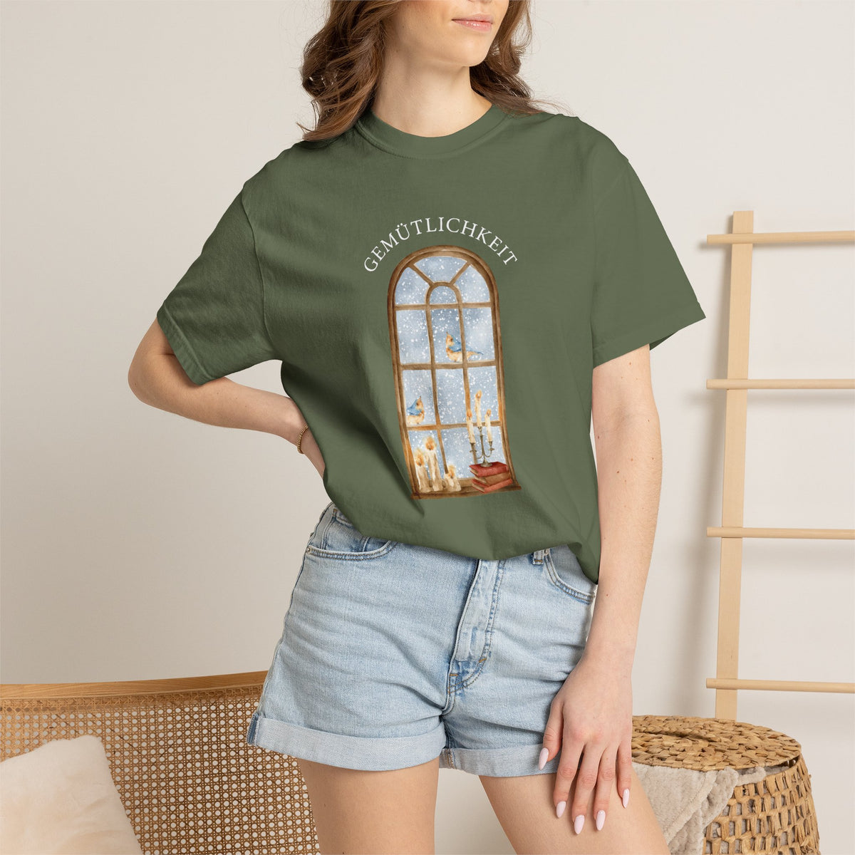 “Gemütlichkeit” Gothic Arch Window cozy German T-Shirt