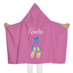 Kid's personalized ballet slippers hooded bath towel by Printify