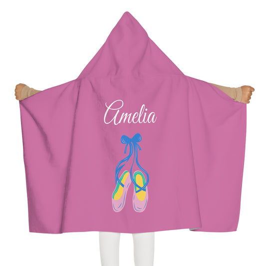 Kid's personalized ballet slippers hooded bath towel